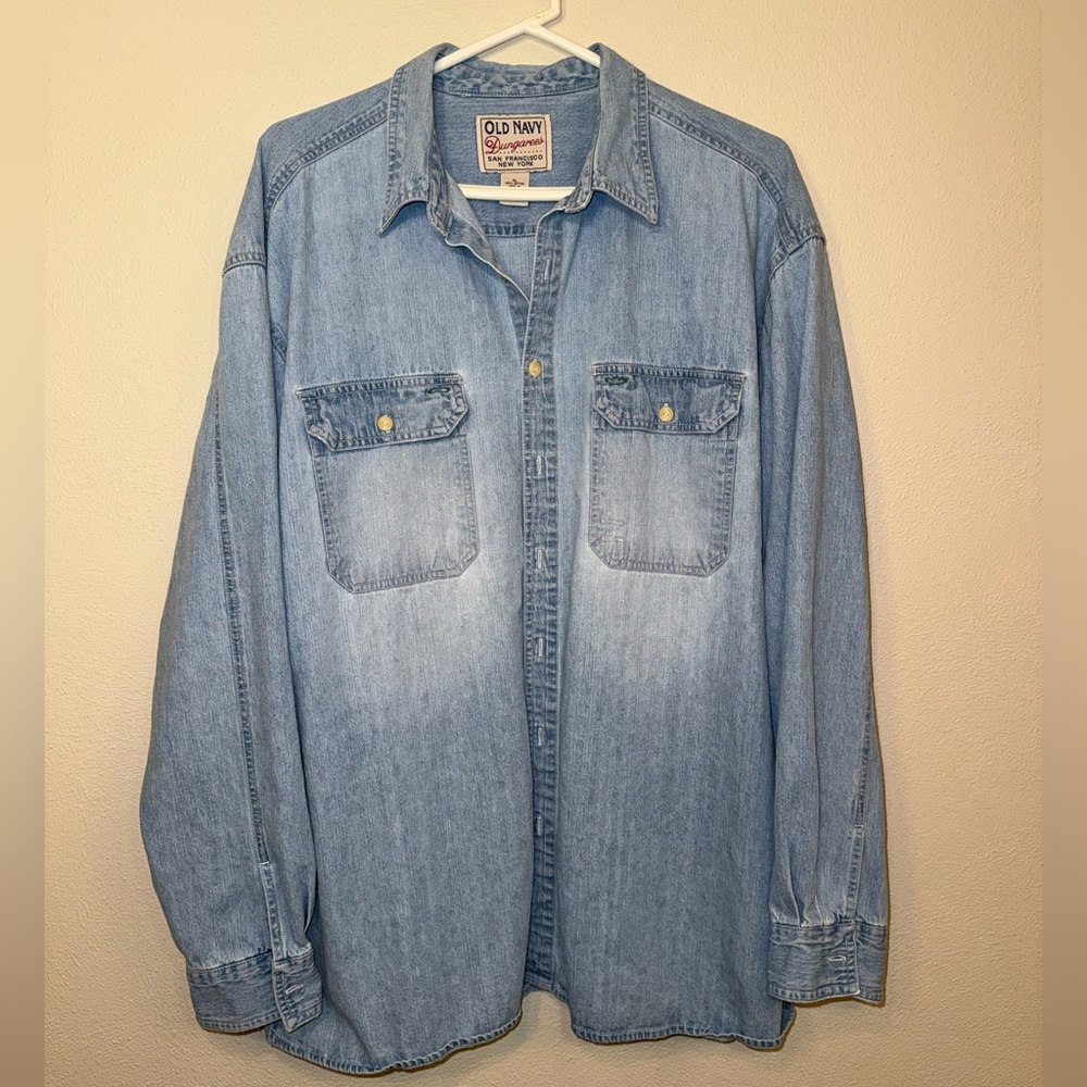 Old Navy Dungarees Blue Denim Shirt - Picture 3 of 12